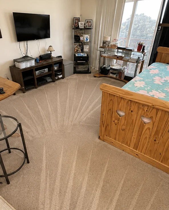 After: Living room carpet before and after cleaning
